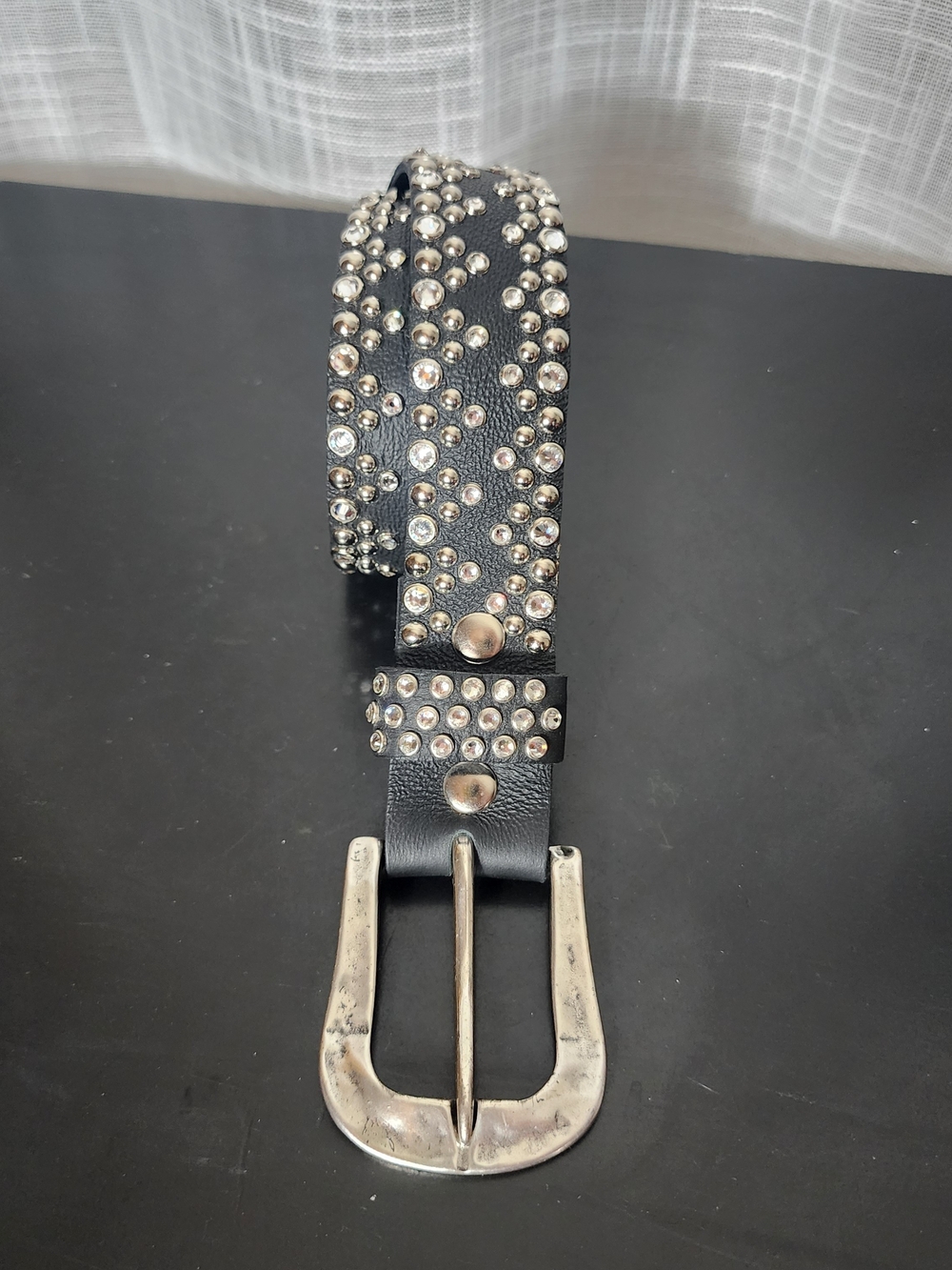 Kippys Black Studded Belt with Silver-Tone Buckle